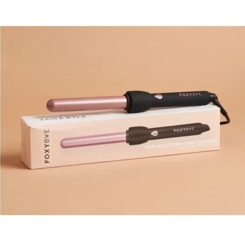 FOXYBAE 25mm Black Curling Wand with Rose Gold Colored Barrel - NEW